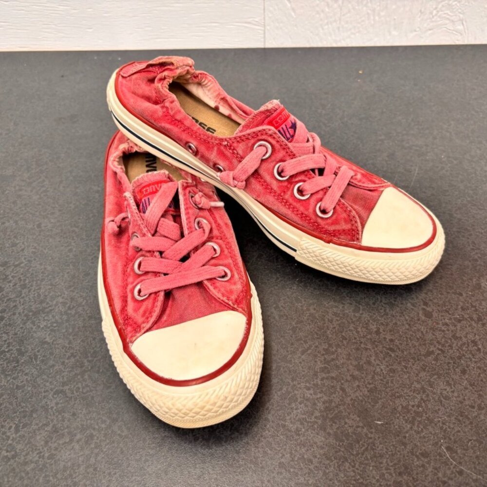 Converse Red Canvas Low-Top Sneakers with White Toe Cap